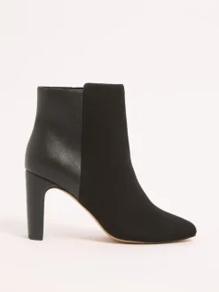 Lipsy Faux Leather Mixed Material Mid Block Heeled Smart Ankle Boots