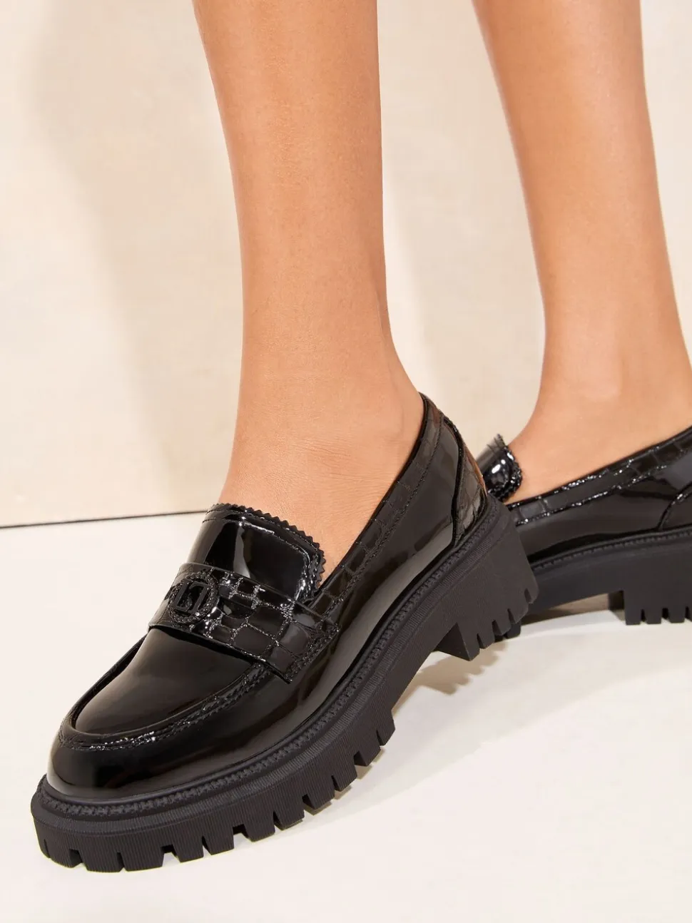 Lipsy Faux Leather Patent Chunky Penny Loafers