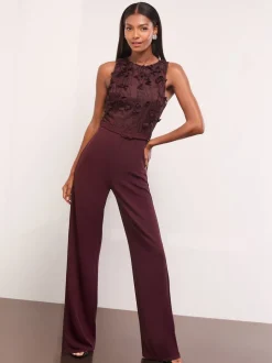 Lipsy Floral 3D Textured Halter Jumpsuit