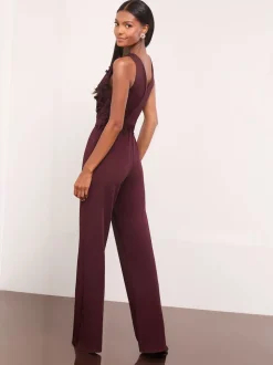 Lipsy Floral 3D Textured Halter Jumpsuit