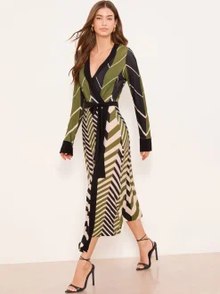Lipsy Geometric Print Jersey Wrap Midi Dress