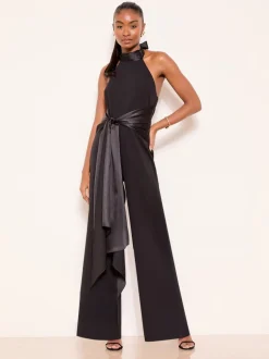 Lipsy Halter Neck Satin Drape Jumpsuit