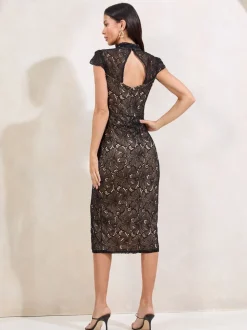 Lipsy kanten bodycon midi-jurk met korte mouwen