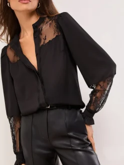 Lipsy Lace Detail Grandad Shirt