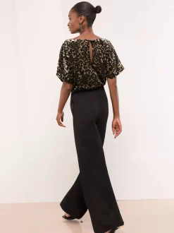 Lipsy Leopard Print Sleeveless Cowl Neck Jumpsuit