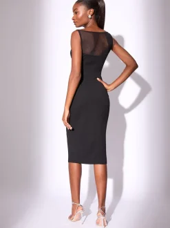Lipsy Mesh Mix Sleeveless Bodycon Midi Dress
