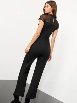 Lipsy Mesh Short Sleeve Jumpsuit