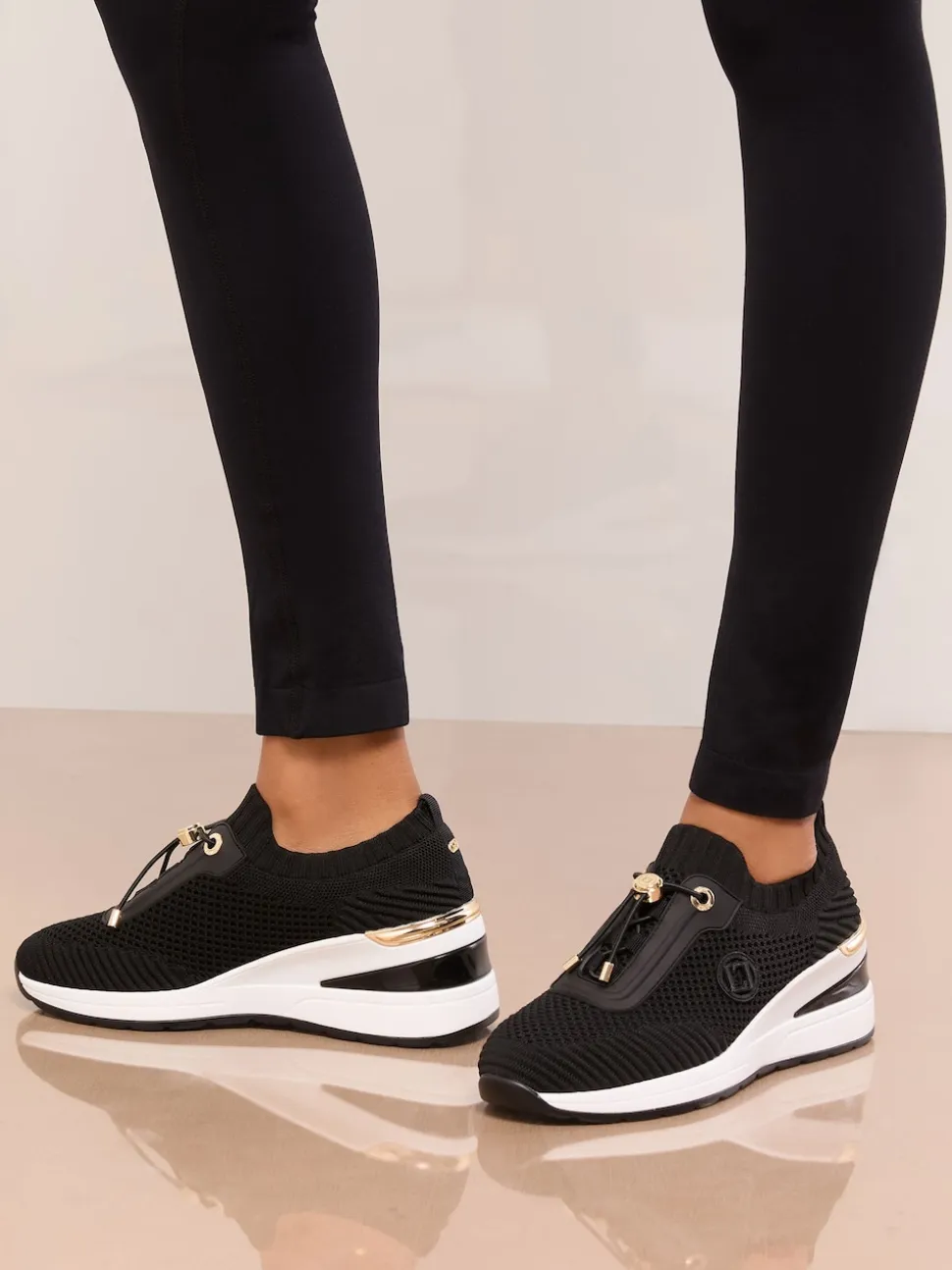 Lipsy Mid Wedge Knit Runner Sports Trainers