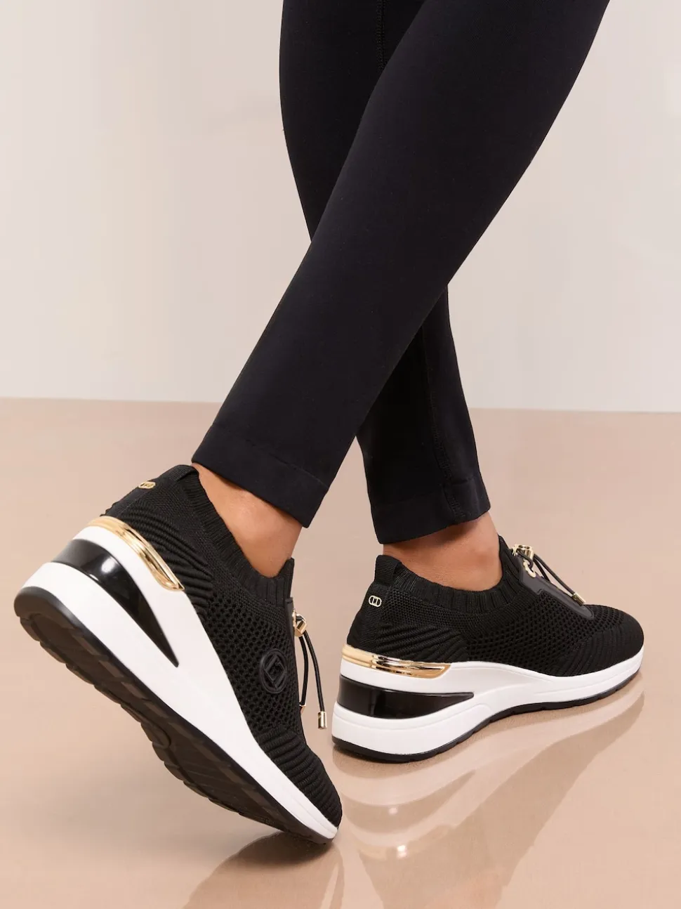 Lipsy Mid Wedge Knit Runner Sports Trainers