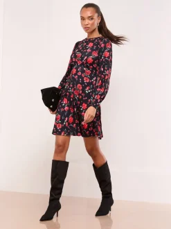 Lipsy Mini Floral Lace Trim Jersey Underbust Dress