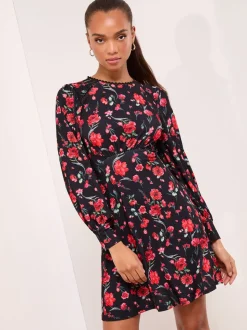 Lipsy Mini Floral Lace Trim Jersey Underbust Dress
