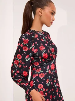 Lipsy Mini Floral Lace Trim Jersey Underbust Dress