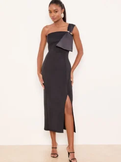 Lipsy One Shoulder Asym Bow Bodycon Midi Dress
