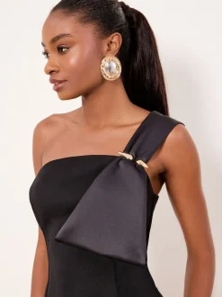 Lipsy One Shoulder Asym Bow Bodycon Midi Dress