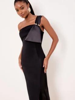 Lipsy One Shoulder Asym Bow Bodycon Midi Dress