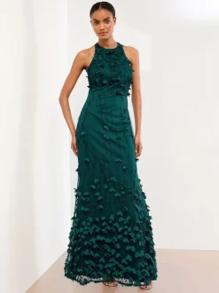 Lipsy Premium 3D Bloemen Gestructureerde Halter Maxi-jurk