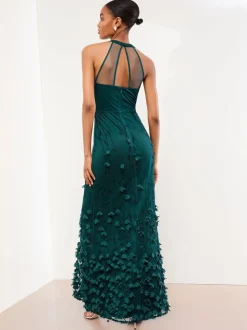 Lipsy Premium 3D Bloemen Gestructureerde Halter Maxi-jurk