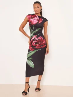 Lipsy Rose Print Bodycon Dress