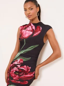 Lipsy Rose Print Bodycon Dress