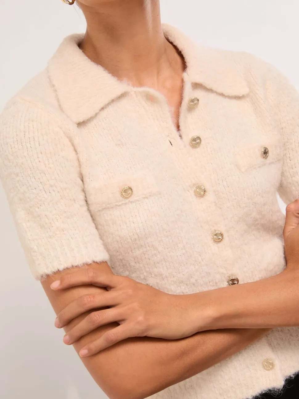 Lipsy Short Sleeve Collared Knitted Cardigan Top
