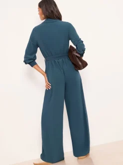 Lipsy Utility Belted Military Buttoned V-Neck Jumpsuit