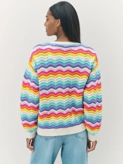 Little Bird by Jools Oliver gebreid vest met pastelkleurige golvende strepen