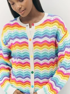 Little Bird by Jools Oliver gebreid vest met pastelkleurige golvende strepen