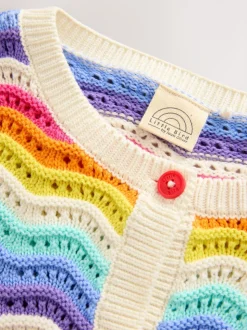 Little Bird by Jools Oliver gebreid vest met pastelkleurige golvende strepen