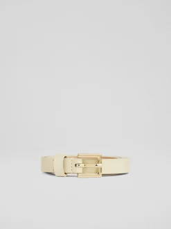 LK Bennett Clover Leather Square Buckle Belt
