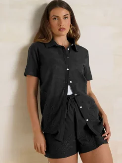 Long Tall Sally 100% Cotton Embroidered Hem Shorts