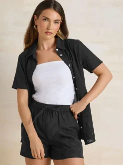 Long Tall Sally 100% Cotton Embroidered Hem Shorts