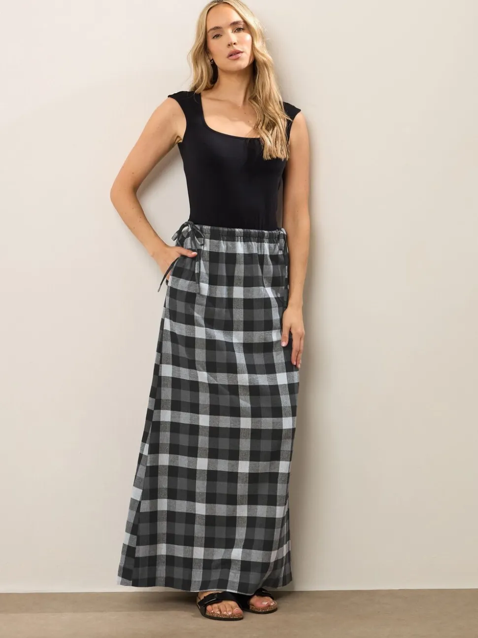 Long Tall Sally Check Maxi A line Skirt
