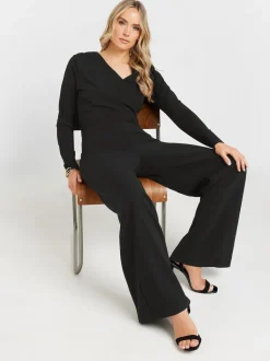 Long Tall Sally lange mouwen scuba overslag jumpsuit