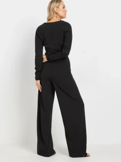 Long Tall Sally lange mouwen scuba overslag jumpsuit