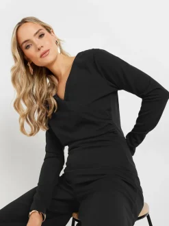 Long Tall Sally lange mouwen scuba overslag jumpsuit