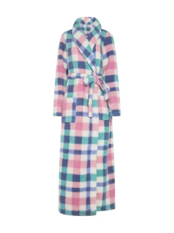 Long Tall Sally Multi Check Borg Shawl Maxi Robe