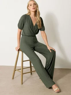 Long Tall Sally Ribbed Wrap Jumpsuit