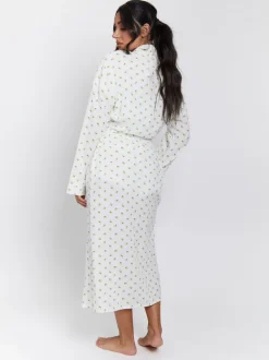 Loungeable Lemon Print 100% Cotton Waffle Robe