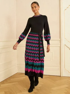Love & Roses - Geschulpte gebreide midi-jurk