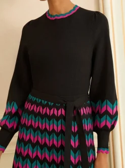 Love & Roses - Geschulpte gebreide midi-jurk