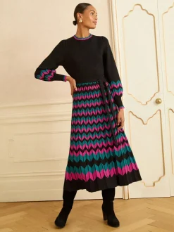 Love & Roses - Geschulpte gebreide midi-jurk