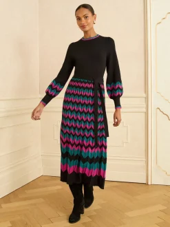 Love & Roses - Geschulpte gebreide midi-jurk