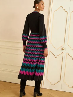 Love & Roses - Geschulpte gebreide midi-jurk