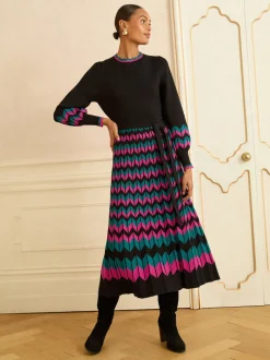 Love & Roses - Geschulpte gebreide midi-jurk