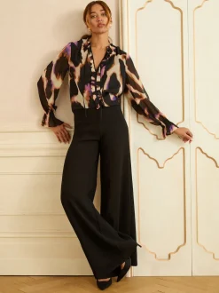 Love & Roses blouse met lange mouwen en inkeping