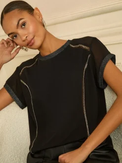 Love & Roses Chiffon Front Jersey Top