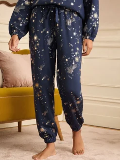 Love & Roses Christmas Long Foil Detail Loungewear Bottoms