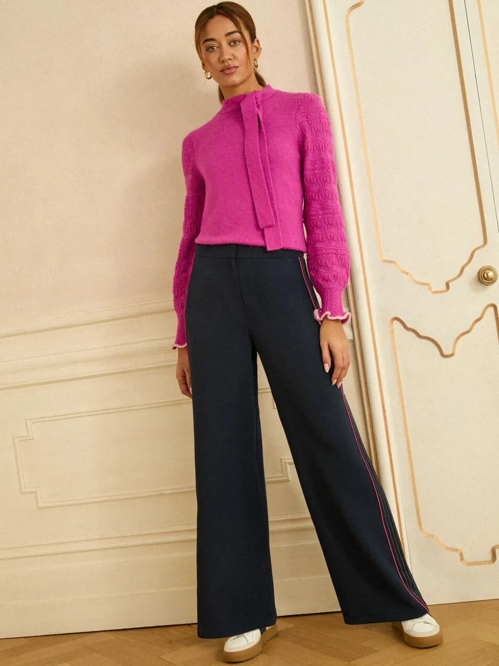 Love & Roses Contrast Side Stripe Wide Leg Trousers