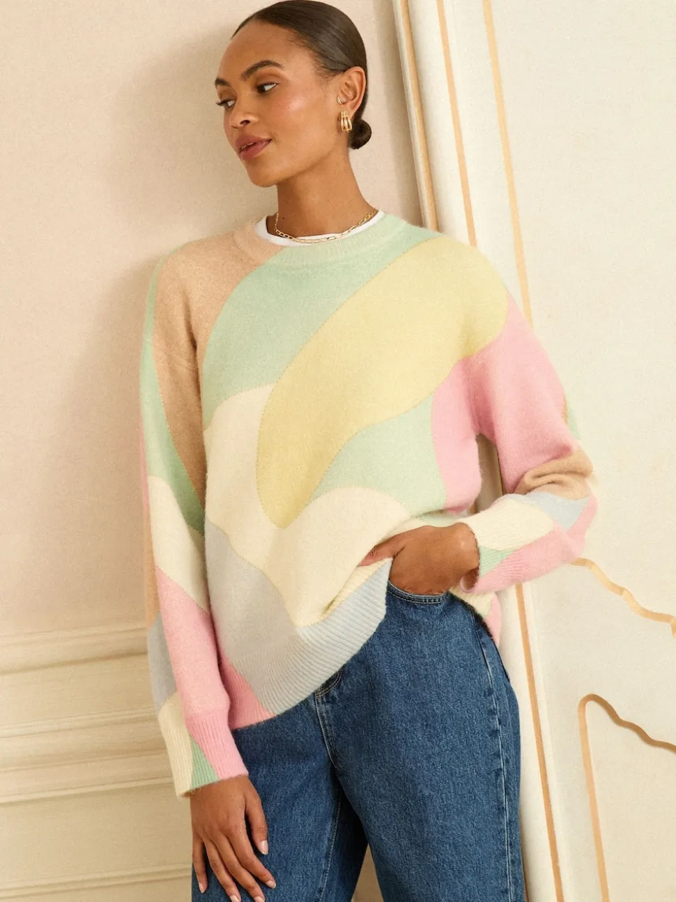 Love & Roses Cosy Print Knitted Jumper