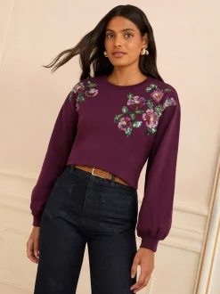 Love & Roses Crew Neck Jersey Sequin Sweatshirt